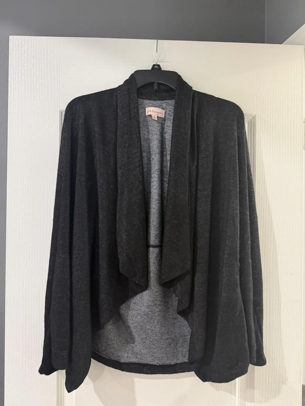 Philosophy Lightweight Open-Front Draped Cardigan - Black size small‎